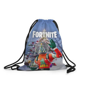 Рюкзак-мешок 3D с принтом Fortnite Новогодний в городе Новоалтайск, 100% полиэстер | плотность ткани — 200 г/м2, размер — 35 х 45 см; лямки — толстые шнурки, застежка на шнуровке, без карманов и подкладки | christmas | epic games | fortnite | игры | новый год | рождество | фортнайт