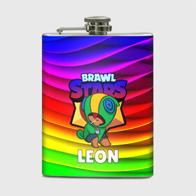 Фляга с принтом BRAWL STARS LEON в городе Новоалтайск, металлический корпус | емкость 0,22 л, размер 125 х 94 мм. Виниловая наклейка запечатывается полностью | Тематика изображения на принте: 2020 | android | brawl stars | crow | games | leon | mobile game | stars | бравл старс | ворон | игры | леон | мобильные игры