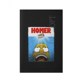 Обложка для паспорта матовая кожа с принтом Homer в городе Новоалтайск, натуральная матовая кожа | размер 19,3 х 13,7 см; прозрачные пластиковые крепления | bart | beer | family | homer | jaws | lisa | maggie | marge | shark | simpson | simpsons | thesimpsons | акула | барт | гомер | лиза | мардж | мегги | семья | симпсоны | челюсти