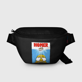 Поясная сумка 3D с принтом Homer в городе Новоалтайск, 100% полиэстер | плотная ткань, ремень с регулируемой длиной, внутри несколько карманов для мелочей, основное отделение и карман с обратной стороны сумки застегиваются на молнию | bart | beer | family | homer | jaws | lisa | maggie | marge | shark | simpson | simpsons | thesimpsons | акула | барт | гомер | лиза | мардж | мегги | семья | симпсоны | челюсти