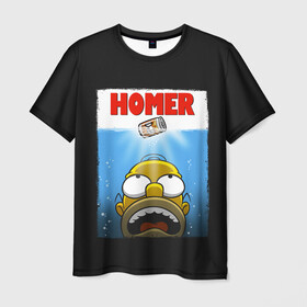 Мужская футболка 3D с принтом Homer в городе Новоалтайск, 100% полиэфир | прямой крой, круглый вырез горловины, длина до линии бедер | bart | beer | family | homer | jaws | lisa | maggie | marge | shark | simpson | simpsons | thesimpsons | акула | барт | гомер | лиза | мардж | мегги | семья | симпсоны | челюсти