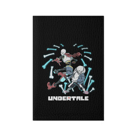 Обложка для паспорта матовая кожа с принтом UNDERTALE в городе Новоалтайск, натуральная матовая кожа | размер 19,3 х 13,7 см; прозрачные пластиковые крепления | sans | undertale | андертале | андертейл | игра | подземная история | подземная сказка | санс | ундертале | фриск | чара