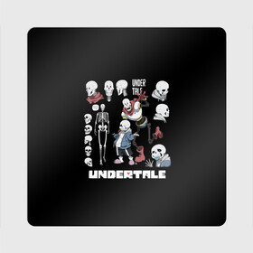 Магнит виниловый Квадрат с принтом UNDERTALE в городе Новоалтайск, полимерный материал с магнитным слоем | размер 9*9 см, закругленные углы | Тематика изображения на принте: chara | frisk | sans | undertale | андертале | андертейл | игра | подземная история | подземная сказка | санс | ундертале | фриск | чара