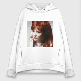 Женское худи Oversize хлопок с принтом Mylene Farmer в городе Новоалтайск, френч-терри — 70% хлопок, 30% полиэстер. Мягкий теплый начес внутри —100% хлопок | боковые карманы, эластичные манжеты и нижняя кромка, капюшон на магнитной кнопке | певица