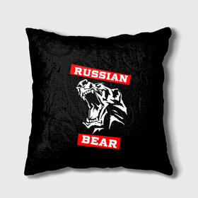 Подушка 3D с принтом RUSSIAN BEAR - WILD POWER в городе Новоалтайск, наволочка – 100% полиэстер, наполнитель – холлофайбер (легкий наполнитель, не вызывает аллергию). | состоит из подушки и наволочки. Наволочка на молнии, легко снимается для стирки | powerlifting | weight lifting | wild power | армрестлинг | пауэрлифтинг | россия | русский медведь | сила | спорт | тяжелая атлетика