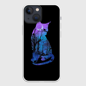 Чехол для iPhone 13 mini с принтом Кошка в городе Новоалтайск,  |  | cat | дерево | кошка | лес | луна