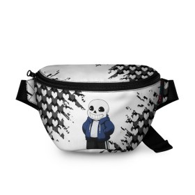 Поясная сумка 3D с принтом UNDERTALE в городе Новоалтайск, 100% полиэстер | плотная ткань, ремень с регулируемой длиной, внутри несколько карманов для мелочей, основное отделение и карман с обратной стороны сумки застегиваются на молнию | Тематика изображения на принте: chara | frisk | sans | undertale | андертале | андертейл | игра | подземная история | подземная сказка | санс | ундертале | фриск | чара
