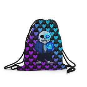 Рюкзак-мешок 3D с принтом UNDERTALE в городе Новоалтайск, 100% полиэстер | плотность ткани — 200 г/м2, размер — 35 х 45 см; лямки — толстые шнурки, застежка на шнуровке, без карманов и подкладки | chara | frisk | sans | undertale | андертале | андертейл | игра | подземная история | подземная сказка | санс | ундертале | фриск | чара