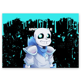 Поздравительная открытка с принтом UNDERTALE в городе Новоалтайск, 100% бумага | плотность бумаги 280 г/м2, матовая, на обратной стороне линовка и место для марки
 | chara | frisk | sans | undertale | андертале | андертейл | игра | подземная история | подземная сказка | санс | ундертале | фриск | чара