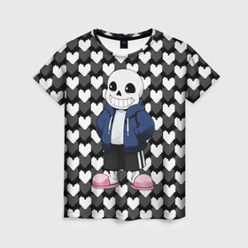 Женская футболка 3D с принтом UNDERTALE в городе Новоалтайск, 100% полиэфир ( синтетическое хлопкоподобное полотно) | прямой крой, круглый вырез горловины, длина до линии бедер | chara | frisk | sans | undertale | андертале | андертейл | игра | подземная история | подземная сказка | санс | ундертале | фриск | чара