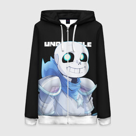 Женская толстовка 3D на молнии с принтом UNDERTALE в городе Новоалтайск, 100% полиэстер | длина до линии бедра, манжеты и пояс оформлены мягкой тканевой резинкой, двухслойный капюшон со шнурком для регулировки, спереди молния, по бокам два кармана | chara | frisk | sans | undertale | андертале | андертейл | игра | подземная история | подземная сказка | санс | ундертале | фриск | чара
