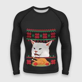 Мужской рашгард 3D с принтом Woman Yelling at Cat в городе Новоалтайск,  |  | cat | cats | christmas | mem | meme | memes | new year | xmas | вязаный | женщина | кот | кричит | мем | мемы | на кота | новый год | рождество | свитер