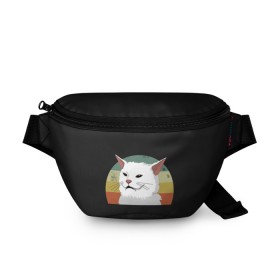 Поясная сумка 3D с принтом Woman Yelling at Cat в городе Новоалтайск, 100% полиэстер | плотная ткань, ремень с регулируемой длиной, внутри несколько карманов для мелочей, основное отделение и карман с обратной стороны сумки застегиваются на молнию | cat | cats | mem | meme | memes | женщина | кот | кричит | мем | мемы | на кота