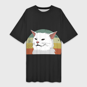 Платье-футболка 3D с принтом Woman Yelling at Cat в городе Новоалтайск,  |  | cat | cats | mem | meme | memes | женщина | кот | кричит | мем | мемы | на кота