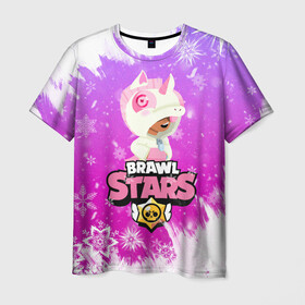 Мужская футболка 3D с принтом Brawl Stars Leon Unicorn в городе Новоалтайск, 100% полиэфир | прямой крой, круглый вырез горловины, длина до линии бедер | Тематика изображения на принте: 2020 | brawl | brawl stars | christmas | leon | new year | stars | бравл старс | брол старс | единорог | зима | игра | леон | новогодний | новый год | рождество | снег | снежинки