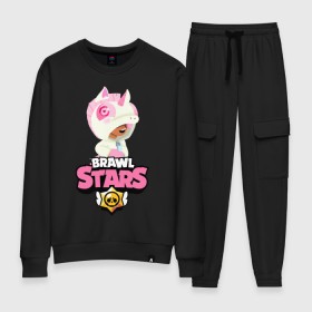 Женский костюм хлопок с принтом Brawl Stars Leon Unicorn в городе Новоалтайск, 100% хлопок | на свитшоте круглая горловина, мягкая резинка по низу. Брюки заужены к низу, на них два вида карманов: два 