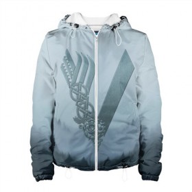 Женская куртка 3D с принтом vikings в городе Новоалтайск, ткань верха — 100% полиэстер, подклад — флис | прямой крой, подол и капюшон оформлены резинкой с фиксаторами, два кармана без застежек по бокам, один большой потайной карман на груди. Карман на груди застегивается на липучку | nord | north | vikings | викинги | норвегия | север | скандинавия