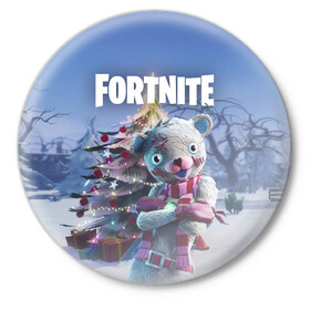 Значок с принтом Fortnite Новогодний в городе Новоалтайск,  металл | круглая форма, металлическая застежка в виде булавки | christmas | epic games | fortnite | игры | новый год | рождество | фортнайт