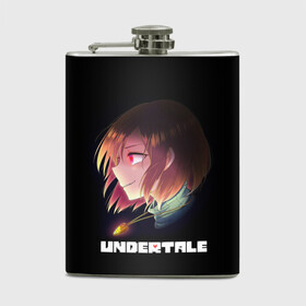 Фляга с принтом UNDERTALE в городе Новоалтайск, металлический корпус | емкость 0,22 л, размер 125 х 94 мм. Виниловая наклейка запечатывается полностью | chara | frisk | sans | undertale | андертале | андертейл | игра | подземная сказка | санс | ундертале | фриск | чара
