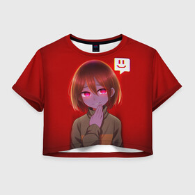 Женская футболка Crop-top 3D с принтом UNDERTALE в городе Новоалтайск, 100% полиэстер | круглая горловина, длина футболки до линии талии, рукава с отворотами | Тематика изображения на принте: chara | frisk | sans | undertale | андертале | андертейл | игра | подземная сказка | санс | ундертале | фриск | чара