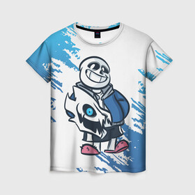 Женская футболка 3D с принтом UNDERTALE в городе Новоалтайск, 100% полиэфир ( синтетическое хлопкоподобное полотно) | прямой крой, круглый вырез горловины, длина до линии бедер | chara | frisk | sans | undertale | андертале | андертейл | игра | подземная история | подземная сказка | санс | ундертале | фриск | чара