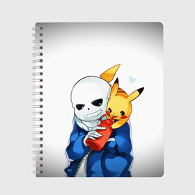 Тетрадь с принтом UNDERTALE в городе Новоалтайск, 100% бумага | 48 листов, плотность листов — 60 г/м2, плотность картонной обложки — 250 г/м2. Листы скреплены сбоку удобной пружинной спиралью. Уголки страниц и обложки скругленные. Цвет линий — светло-серый
 | chara | frisk | sans | undertale | андертале | андертейл | игра | пика | пикачу | подземная история | подземная сказка | покемон | санс | ундертале | фриск | чара
