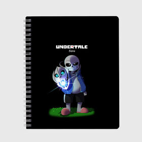 Тетрадь с принтом UNDERTALE в городе Новоалтайск, 100% бумага | 48 листов, плотность листов — 60 г/м2, плотность картонной обложки — 250 г/м2. Листы скреплены сбоку удобной пружинной спиралью. Уголки страниц и обложки скругленные. Цвет линий — светло-серый
 | chara | frisk | sans | undertale | андертале | андертейл | игра | подземная история | подземная сказка | санс | ундертале | фриск | чара
