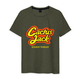 Мужская футболка хлопок с принтом Cactus Jack в городе Новоалтайск, 100% хлопок | прямой крой, круглый вырез горловины, длина до линии бедер, слегка спущенное плечо. | reeses puffs | travis scott | джэк | кактус | трэвис скотт
