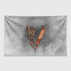 Флаг-баннер с принтом vikings в городе Новоалтайск, 100% полиэстер | размер 67 х 109 см, плотность ткани — 95 г/м2; по краям флага есть четыре люверса для крепления | nord | north | vikings | викинги | норвегия | север | скандинавия