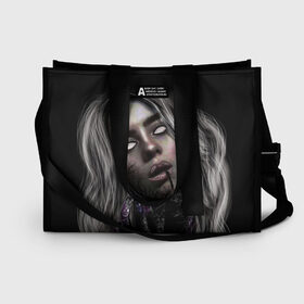Сумка-шоппер 3D с принтом BILLIE EILISH в городе Новоалтайск, 100% полиэстер | застегивается на металлическую кнопку; внутренний карман застегивается на молнию. Стенки укреплены специальным мягким материалом, чтобы защитить содержимое от несильных ударов
 | ayelish | bad guy | bellyache | bilie eilish | bilie elish | billie | billie eilish | eilish | electronic | elish | music | били айлиш | билли айлиш | эйлиш | элиш