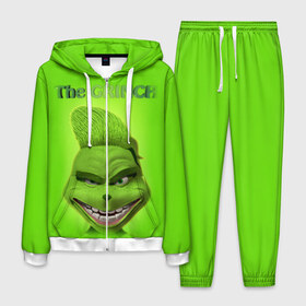 Мужской костюм 3D с принтом Grinch Face в городе Новоалтайск, 100% полиэстер | Манжеты и пояс оформлены тканевой резинкой, двухслойный капюшон со шнурком для регулировки, карманы спереди | christmas | claus | grinch stole | how the | jingle | merry | santa | гринч | гуманоид | диккенс | ктоград | олени | рождество | снежинки | чарльз
