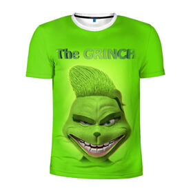 Мужская футболка 3D спортивная с принтом Grinch Face в городе Новоалтайск, 100% полиэстер с улучшенными характеристиками | приталенный силуэт, круглая горловина, широкие плечи, сужается к линии бедра | Тематика изображения на принте: christmas | claus | grinch stole | how the | jingle | merry | santa | гринч | гуманоид | диккенс | ктоград | олени | рождество | снежинки | чарльз