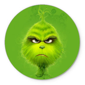 Коврик для мышки круглый с принтом The Grinch в городе Новоалтайск, резина и полиэстер | круглая форма, изображение наносится на всю лицевую часть | christmas | claus | grinch stole | how the | jingle | merry | santa | гринч | гуманоид | диккенс | ктоград | олени | рождество | снежинки | чарльз