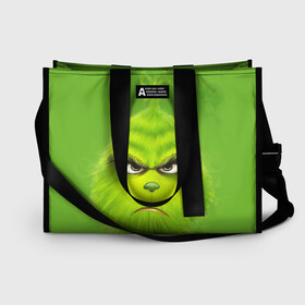 Сумка-шоппер 3D с принтом The Grinch в городе Новоалтайск, 100% полиэстер | застегивается на металлическую кнопку; внутренний карман застегивается на молнию. Стенки укреплены специальным мягким материалом, чтобы защитить содержимое от несильных ударов
 | christmas | claus | grinch stole | how the | jingle | merry | santa | гринч | гуманоид | диккенс | ктоград | олени | рождество | снежинки | чарльз