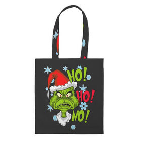 Сумка 3D повседневная с принтом Grinch Face No! No! No! в городе Новоалтайск, 100% полиэстер | Плотность: 200 г/м2; Размер: 34×35 см; Высота лямок: 30 см | christmas | claus | grinch stole | how the | jingle | merry | santa | гринч | гуманоид | диккенс | ктоград | олени | рождество | снежинки | чарльз