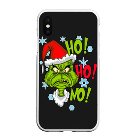 Чехол для iPhone XS Max матовый с принтом Grinch Face No! No! No! в городе Новоалтайск, Силикон | Область печати: задняя сторона чехла, без боковых панелей | Тематика изображения на принте: christmas | claus | grinch stole | how the | jingle | merry | santa | гринч | гуманоид | диккенс | ктоград | олени | рождество | снежинки | чарльз