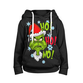 Детская толстовка 3D с принтом Grinch Face No! No! No! в городе Новоалтайск, 100% полиэстер | двухслойный капюшон со шнурком для регулировки, мягкие манжеты на рукавах и по низу толстовки, спереди карман-кенгуру с мягким внутренним слоем | Тематика изображения на принте: christmas | claus | grinch stole | how the | jingle | merry | santa | гринч | гуманоид | диккенс | ктоград | олени | рождество | снежинки | чарльз