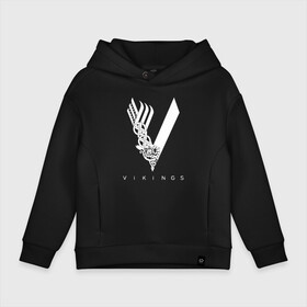 Детское худи Oversize хлопок с принтом VIKINGS. в городе Новоалтайск, френч-терри — 70% хлопок, 30% полиэстер. Мягкий теплый начес внутри —100% хлопок | боковые карманы, эластичные манжеты и нижняя кромка, капюшон на магнитной кнопке | series | series vikings | vikings | викинги | сериал | сериал викинги