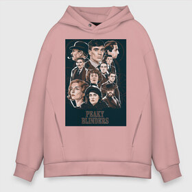 Мужское худи Oversize хлопок с принтом Peaky blinders в городе Новоалтайск, френч-терри — 70% хлопок, 30% полиэстер. Мягкий теплый начес внутри —100% хлопок | боковые карманы, эластичные манжеты и нижняя кромка, капюшон на магнитной кнопке | peaky blinders | острые козырьки