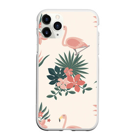 Чехол для iPhone 11 Pro Max матовый с принтом Розовый фламинго и цветы в городе Новоалтайск, Силикон |  | animal | bird | flamingo | pink | pnik flamingo | животные | папоротник | птицы | розовый | розовый фламинго | фламинго | цветы