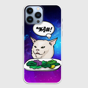 Чехол для iPhone 13 Pro Max с принтом Woman yelling at a cat в городе Новоалтайск,  |  | confused cat | woman yelling at a cat meme | женщина кричит на кота | космос | кот в космосе | кот с тарелкой | мем | мем с кричащей на кота женщиной | смущённый кот