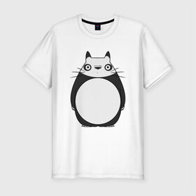 Мужская футболка премиум с принтом Panda Totoro в городе Новоалтайск, 92% хлопок, 8% лайкра | приталенный силуэт, круглый вырез ворота, длина до линии бедра, короткий рукав | Тематика изображения на принте: forest | friend | ghibli | japan | keeper | miyazaki | nature | neigbor | neighbour | panda | totoro | анимация | аниме | гибли | друг | животные | лес | любовь | милый | мир | миядзаки | мульт | мультфильм | панда | приключения | природа | сказка