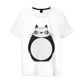 Мужская футболка хлопок с принтом Panda Totoro в городе Новоалтайск, 100% хлопок | прямой крой, круглый вырез горловины, длина до линии бедер, слегка спущенное плечо. | Тематика изображения на принте: forest | friend | ghibli | japan | keeper | miyazaki | nature | neigbor | neighbour | panda | totoro | анимация | аниме | гибли | друг | животные | лес | любовь | милый | мир | миядзаки | мульт | мультфильм | панда | приключения | природа | сказка