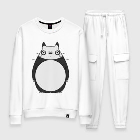 Женский костюм хлопок с принтом Panda Totoro в городе Новоалтайск, 100% хлопок | на свитшоте круглая горловина, мягкая резинка по низу. Брюки заужены к низу, на них два вида карманов: два 