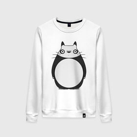Женский свитшот хлопок с принтом Panda Totoro в городе Новоалтайск, 100% хлопок | прямой крой, круглый вырез, на манжетах и по низу широкая трикотажная резинка  | forest | friend | ghibli | japan | keeper | miyazaki | nature | neigbor | neighbour | panda | totoro | анимация | аниме | гибли | друг | животные | лес | любовь | милый | мир | миядзаки | мульт | мультфильм | панда | приключения | природа | сказка