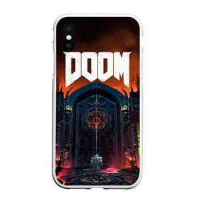 Чехол для iPhone XS Max матовый с принтом DOOM - Hellgate в городе Новоалтайск, Силикон | Область печати: задняя сторона чехла, без боковых панелей | doom | eternal | game | gate | hell | horror | ад | врата | дум | игра | персонаж | хоррор | шутер