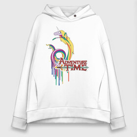 Женское худи Oversize хлопок с принтом Lady Rainicorn в городе Новоалтайск, френч-терри — 70% хлопок, 30% полиэстер. Мягкий теплый начес внутри —100% хлопок | боковые карманы, эластичные манжеты и нижняя кромка, капюшон на магнитной кнопке | adventure time | dsgngerzen | ice king | lady rainicorn | vdgerir | время приключений | леди ливнерог | парнишка | пёс | пес джейк | фин | финн и джейк