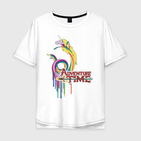 Мужская футболка хлопок Oversize с принтом Lady Rainicorn в городе Новоалтайск, 100% хлопок | свободный крой, круглый ворот, “спинка” длиннее передней части | adventure time | dsgngerzen | ice king | lady rainicorn | vdgerir | время приключений | леди ливнерог | парнишка | пёс | пес джейк | фин | финн и джейк