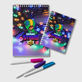 Блокнот с принтом BRAWL STARS НОВОГОДНИЙ в городе Новоалтайск, 100% бумага | 48 листов, плотность листов — 60 г/м2, плотность картонной обложки — 250 г/м2. Листы скреплены удобной пружинной спиралью. Цвет линий — светло-серый
 | Тематика изображения на принте: 2020 | android | brawl stars | crow | games | leon | mobile game | stars | бравл старс | ворон | игры | леон | мобильные игры