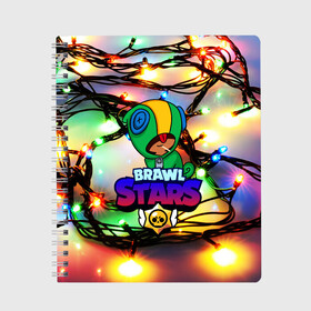 Тетрадь с принтом BRAWL STARS НОВОГОДНИЙ в городе Новоалтайск, 100% бумага | 48 листов, плотность листов — 60 г/м2, плотность картонной обложки — 250 г/м2. Листы скреплены сбоку удобной пружинной спиралью. Уголки страниц и обложки скругленные. Цвет линий — светло-серый
 | 2020 | android | brawl stars | crow | games | leon | mobile game | stars | бравл старс | ворон | игры | леон | мобильные игры